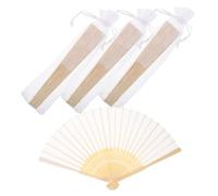 GOOHOCHY 4 Pièces Éventail Pliant Chinois de Éventails Décoratifs Portables pour Danse Mariage Tulle Blanc