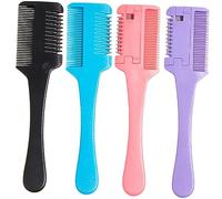 GOOHOCHY 4 pièces Peigne Effileur pour Coupe et Coiffage à Domicile Outils de Coupe Pratiques pour Amincissement et Styling Poignée Confortable Noir Bleu Rose