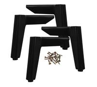 GOOHOCHY 4 Pièces Pied de Meuble en Acier au Carbone Noir | Installation Facile, Appui Stable Antidérapant, pour Canapé et Table de Chevet, Outils et Notice Inclus