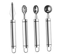 GOOHOCHY 4 Pièces Set Outils à Fruits Acier Inoxydable Cuillères à Melon Multifonctions Ergonomiques pour Pastèque Cantaloup Melon Eau et Sculptage