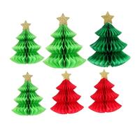 GOOHOCHY 6 Pièces Décorations de Noël Nid Abeille pour Centre de Table Ornements Papier Rouge et Vert Décorations Festives Légères pour et Familiaux