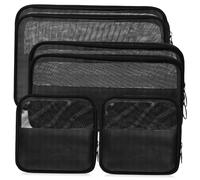 GOOHOCHY 6 pièces Trousse de Toilette Maille avec Fermeture Éclair Sacs de Voyage Multifonctions Légers et Résistants pour Maquillage et Organisation Lot de Grandes Moyennes Petites Noires