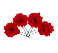 GOOHOCHY Accessoires pour Cheveux Rouges en Tissu 4 Épingles à Cheveux en Alliage de Zinc de Rose, Décoratives et Résistantes la Décoloration pour Mariages et Lunes de Miel