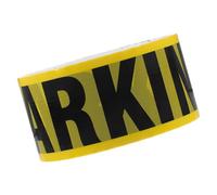 GOOHOCHY Bande Adhésive de Signalisation Extérieure Autocollante Résistante à Usure pour Zone Non Stationnement Ruban Avertissement DIY avec Texte Noir sur Fond Jaune Adhérence Forte