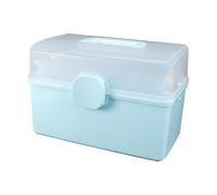 GOOHOCHY Boîte à Pharmacie Grande Capacité en Plastique Bleu Poignée, Compartiments Multiples, Portable pour Rangement et Organisation des Médicaments à Domicile