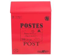 GOOHOCHY Boîte aux Lettres avec Décoration Délicate Murale Vintage Rouge Verrouillable et Robuste, Style Américain Simple Maison Accessoire Photo