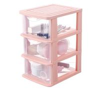GOOHOCHY Boîte de Rangement Cosmétique Transparente à Tiroirs 3 Couches Surélevées, Plastique Pp Solide, Rose, Organisateur de Bureau et Maquillage, Rangement Anti-poussière