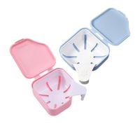 GOOHOCHY Boîte de Rangement pour Prothèses Dentaires en Plastique avec Panier Filtrant, Nettoyant Dentier Portable 2 Pièces pour Voyage et École