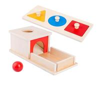 GOOHOCHY Boîte Montessori Bois avec Sphères Rondes Éducatif Portatif pour Entraînement Motricité Fine Puzzle Forme Géométrique Apprentissage Permanence de Objet pour Garçon Fille Dès Mois