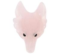 GOOHOCHY Breloque Accessoire pour Artisanat et Pendentifs en Pierre de Cristal Rose de Tête de Loup Sculpture Élégante et Chic pour Création de Bijoux