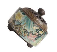 GOOHOCHY Brûleur D’Parfum Décoratif en Céramique Artisanale Porte-Parfum Compact Couleur Bleu Lotus Diffuseur D’Aromathérapie pour Bureau Chambre et Sauna Accessoire de Décoration