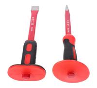 GOOHOCHY Burin à Béton 300 Mm 2 Pièces Set - Ciseau Plat Robuste et Ciseau Effilé en Acier Chrome-vanadium Trempé, Poignée Caoutchouc Antidérapante Protège-mains Ergonomique, Démolition,