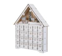 GOOHOCHY Calendrier de L'Avent en Bois 24 Jours avec Éclairage LED Doux Décor Renne Lumineux Rechargeable Décoration Noël pour Table et Salon Rangement Friandises et Surprises