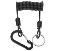 GOOHOCHY Corde de Sécurité Rétractable 12 M en Acier Inoxydable Noir Longe de Pêche Spiralée Robuste Rallonge Portable Anti-Perte pour Surf et Pêche en Extérieur