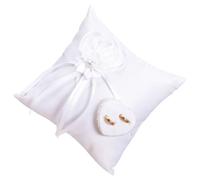 GOOHOCHY Coussin Porte-alliances Carré Blanc en Polyester Réutilisable et Facile à Ranger pour Décoration de Mariage Romantique et Délicate