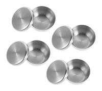 GOOHOCHY Ensemble 4 Bols à Savonnette à Raser en Acier Inoxydable 304 avec Couvercle 8,5 Cm Petits Bols Métalliques Multifonction pour Mousse de Rasage Salle de Bain et Voyage à