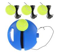 GOOHOCHY Ensemble D'entraînement de Tennis Portable avec Base Ronde Antidérapante 4 Balles de Tennis à Rebond Élevé avec Corde Élastique Individuel pour Débutants Usage Intérieur