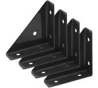 GOOHOCHY Équerres d'angle Triangulaires en Fer Noir, 4 Pièces, Support de Fixation Robuste pour Meubles en Bois, Renfort de Coin Moyen pour Lit, Table et Étagère, Quincaillerie