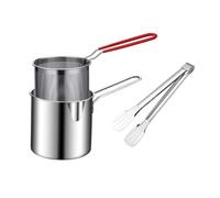 GOOHOCHY Friteuse Profonde en Acier Inoxydable avec Panier Ergonomique et Résistance Rouille, Marmite Ménagère Argentée Design Unique Cuisine Quotidienne