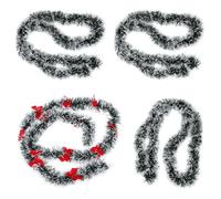 GOOHOCHY Guirlande de Pendentifs de Noël 4 Pièces en Pet Rouge, Ruban Décoratif Nœud Élégant Super Long Facile à Décorer pour Fêtes de Noël