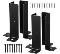 GOOHOCHY Kit de 4 Supports de Base pour Poteaux en Fer Noir Design Demi-colonne et Fente, Ancrage Adaptable pour Pergola et Clôture, Montage Flexible et Résistant