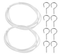 GOOHOCHY Kit Suspendre Rideaux Câble à Ressort 2 M, 4 Œillets et 4 Crochets en Métal et PVC, Ensemble 2 Pièces pour Rideaux Courts Salle de Bain, Système Flexible pour Fenêtres et Balcons