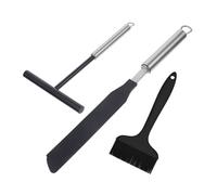 GOOHOCHY Kit Ustensiles pour Crêpes Inox Râteau Spatule et Racloir Ergonomiques Résistants Chaleur pour Cuisson Uniforme de Pancakes Crêpes et Omelettes à Domicile