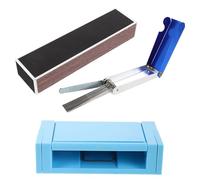 GOOHOCHY Lime à Guitare 3 Pièces avec Levier en Aluminium 15 CM Outil de Polissage Sillet et Chevalet pour Guitare Acoustique et Électrique Kit D’Entretien Professionnel Bleu avec Coffret