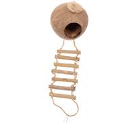 GOOHOCHY Lit Suspendu pour Oiseaux en Coquille de Noix de avec échelle, Facile à Installer, adapté aux Petits Oiseaux et Oiseaux de Cage, décoration Naturelle pour Cages, 1 Set