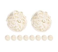 GOOHOCHY Lot de 10 Boules Décoratives en Rotin Blanc 5 Cm, Boules Tressées Naturelles pour Décoration Intérieure, Accessoires Polyvalents pour Maison, Mariage et Salon