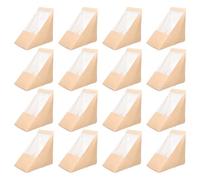 GOOHOCHY Lot de 100 Boîtes à Sandwich Triangulaires en Papier Kraft Boîte d'Emballage de Cuisson Fenêtre Transparente Caisse à Sandwich Antidérapante pour Pique-Niques et Restauration
