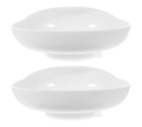 GOOHOCHY Lot de 2 Assiettes Creuses Anti-déversement en Silicone Blanc avec Design Ergonomique pour Assistance à L'auto-alimentation des Personnes Âgées et Patients