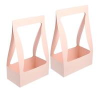 GOOHOCHY Lot de 2 Boîtes à Fleurs en Papier Portable Bac à Fleurs Élégant Rose Conteneur d'Emballage pour Bouquets DIY Décoration Fête des Mères Saint Valentin Anniversaire Emballage