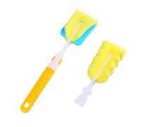 GOOHOCHY Lot de 2 Brosses de Nettoyage pour Biberons Éponge Jaune, Manche Ergonomique Confortable Nettoyage Complet Bouteilles Couleur Aléatoire