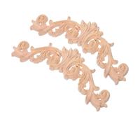 GOOHOCHY Lot de 2 Incrustations en Bois Sculpté Non Peint Appliques d'Angle Décoratives pour Meubles et Murs Ornements Muraux Vintage en Bois Massif Naturel Décorations Murales