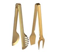 GOOHOCHY Lot de 2 Pinces Alimentaires en Acier Inoxydable Doré, Design Polyvalent et Solide, pour Banquets et Restaurants