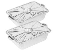 GOOHOCHY Lot de 2 Pots en Papier D'aluminium Rectangulaires 2500ml pour Cuisson en Plein Air, Cuisson Polyvalente et Transport Facile, pour Barbecue et Camping