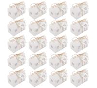 GOOHOCHY Lot de 20 set de sets de Boîtes à Dragées Mariage de Maison Blanche Boîte de Fête DIY Étiquettes de Remerciement et Ficelle Emballage Présent Créatif pour Mariage Shower et