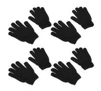 GOOHOCHY Lot de 4 Paires de Moufles Exfoliants Noirs Corps Moufles Cinq Doigts en Tissu Doux Exfoliation Puissante pour Nettoyage en Profondeur Adaptés à Différents Types de Peau Soins