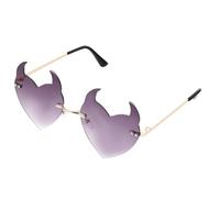 GOOHOCHY Lunettes d'été sans monture pour femmes en forme de cœur et de corne, accessoire de mode, pour voyage et photo