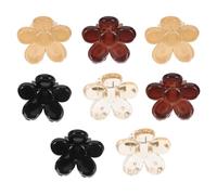 GOOHOCHY Mini Pinces à Cheveux en Plastique Strass, Lot de 8 Mini Pinces à Fleurs, Couleurs Transparent, Caramel, Beige Crème et Noir, pour Femmes et Garçon et Filles, Maintien Lors du