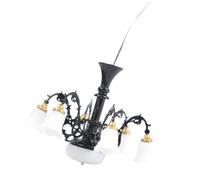 GOOHOCHY Miniature Chandelier Lampe Suspendue pour Maison Miniature Éclairage Décoratif pour Salon de Maquette Lustre Plafond Noir à Lumière Chaude Accessoire DIY Polyvalent