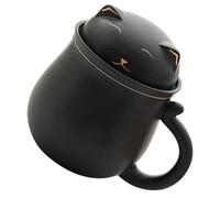 GOOHOCHY Mug à Thé en Céramique avec Infuseur Intégré, Grosse Capacité 400 Ml, Couleur Noire Zen, Tasse à Café et Gobelet D'eau pour Bureau et Maison, Mug Infusion Pratique