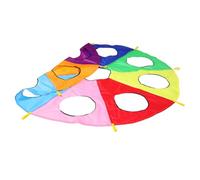 GOOHOCHY Parachute Arc-en-Ciel 9 Trous pour Garçon et Filles Jeu Coopératif d'Extérieur Activités Maternelle Développement Sensoriel Jouet Pliable Équipement de Plage