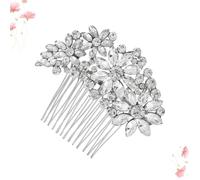 GOOHOCHY Peigne pour Mariée en Cristaux Argenté Élégant et Délicat en Alliage Décoration de Fleur, Accessoire Coiffure Facile à Insérer pour Anniversaire et Fête