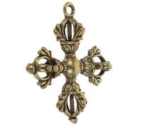 GOOHOCHY Pendentif de Croix Vajra en Laiton, Ornement Rétro | Décoration Suspendue, Usage Polyvalent, Finition Or, Artisanat Créatif