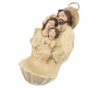 GOOHOCHY Pendentif Religieux en Résine Jaune 7X35X13 CM Figurine Nativité pour Décoration Murale et Centre de Table de Noël Sculpture Catholique pour Crèche et Présent de Baptême