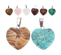 GOOHOCHY Pendentifs en forme de cœur 8 pièces en pierre naturelle multicolore pour bijoux créatifs, adaptés à la confection de bracelets et colliers pour occasions romantiques