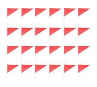 GOOHOCHY Petits Drapeaux Rouges Triangulaires Bâton en Plastique et Lot de 25 en Tissu Léger Faciles à Saisir, pour Décoration de Patio et Activités en Plein Air pour Décoration de Patio