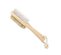GOOHOCHY Pierre Double Face 2pcs Brosse en Poils de Sanglier pour Enlever les Callosités, Accessoire Pédicure en Bois Naturel pour Soin des Pieds